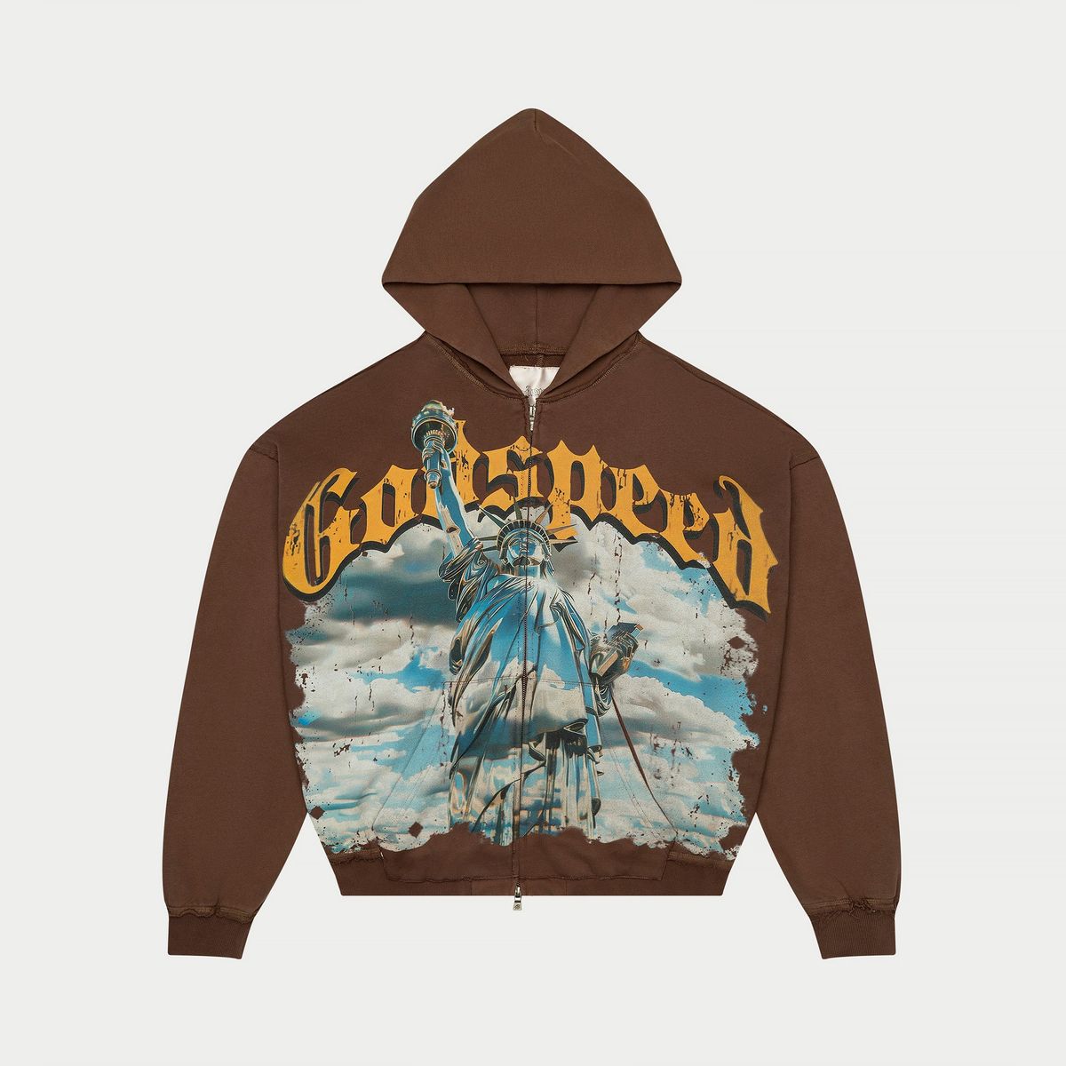 GodSpeed Chrome Liberty Zip Hoodie V2 (Brown Wash)