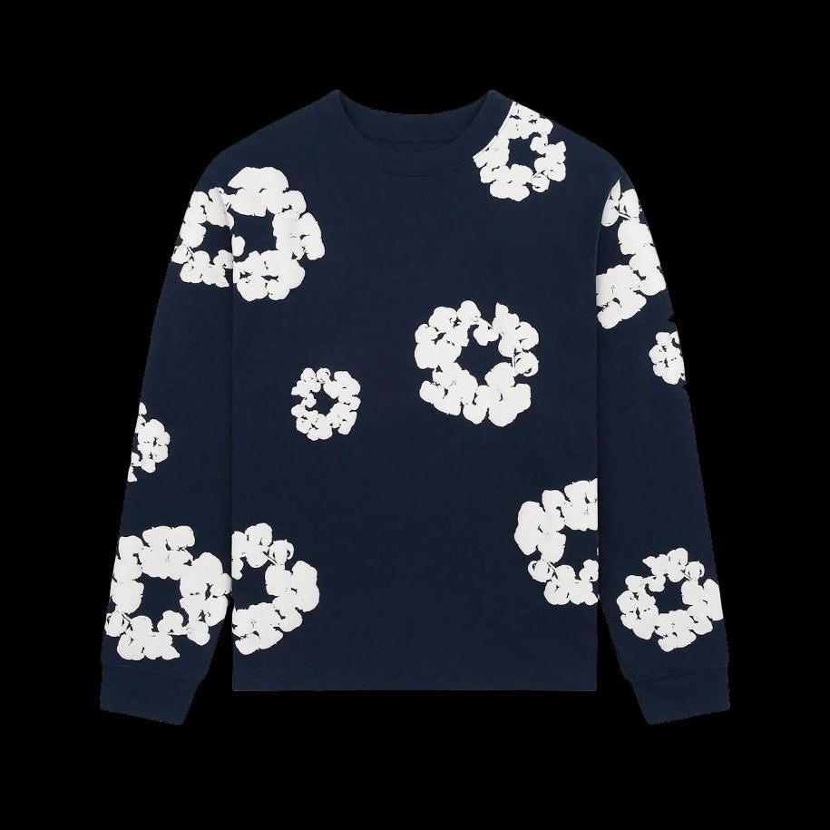 Denim Tears Long-Sleeve Wreath Tee 'Navy'