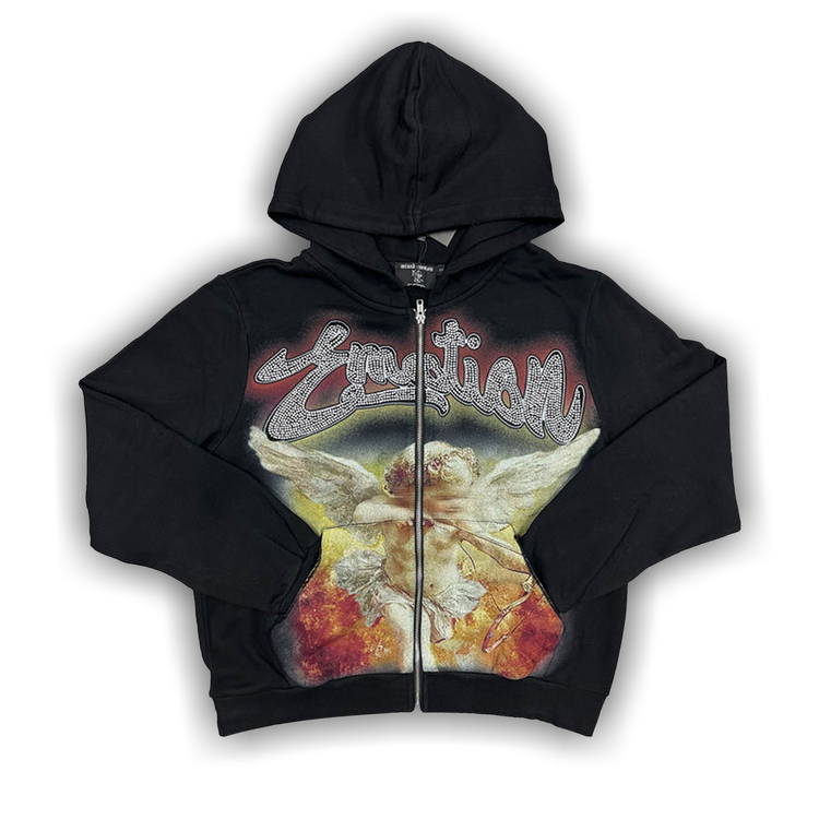 Mixed Emotion Rhinestone Hoodie 'Black'