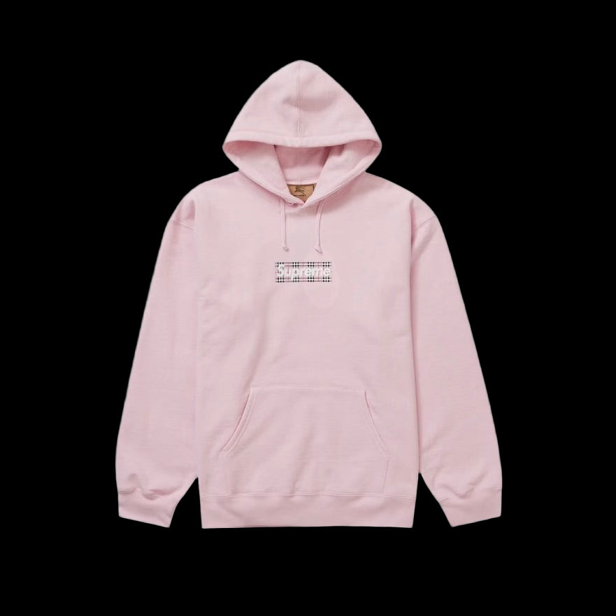 Supreme Burberry Box Logo Hoodie Pink