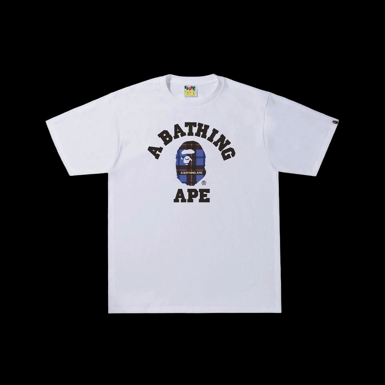 Bape ABC Ape Navy Check Head Tee White