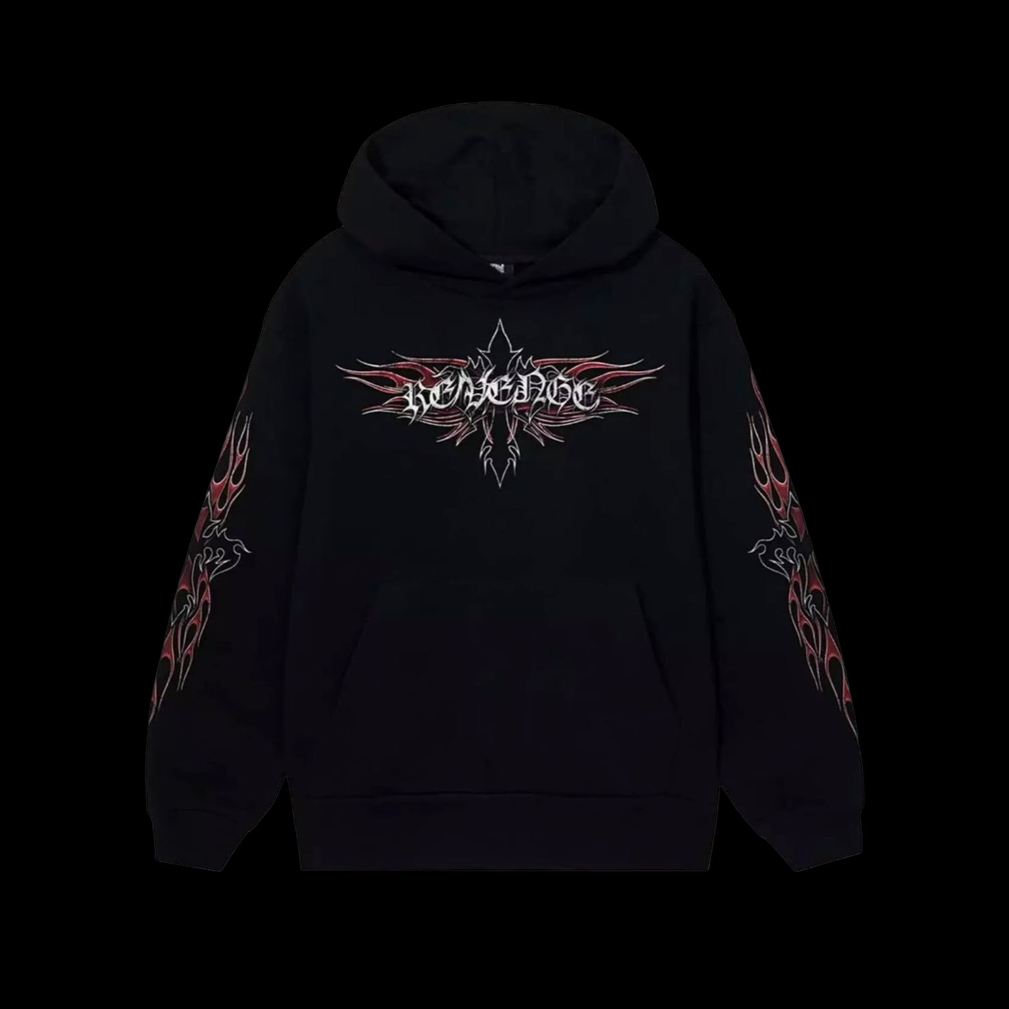 Revenge Flaming Cross Hoodie Black