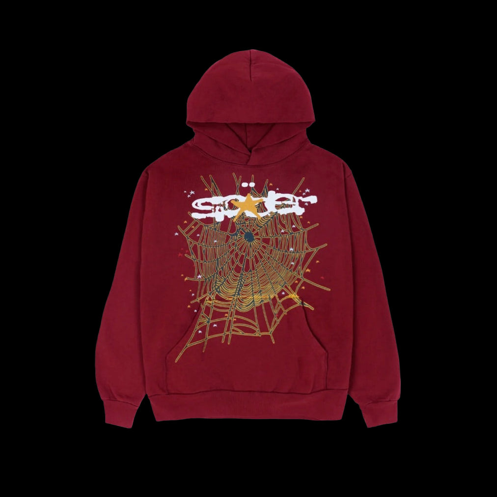 Sp5der Logo Hoodie Maroon