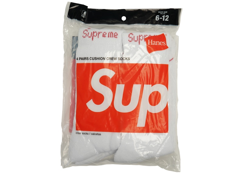 Supreme x Hanes Crew Socks (4 Pack) White