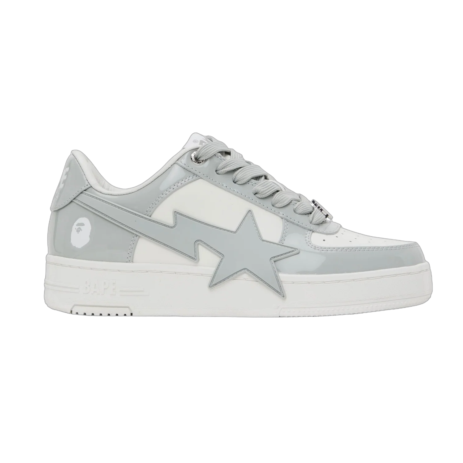 Bapesta Patent White & Gray OS #3