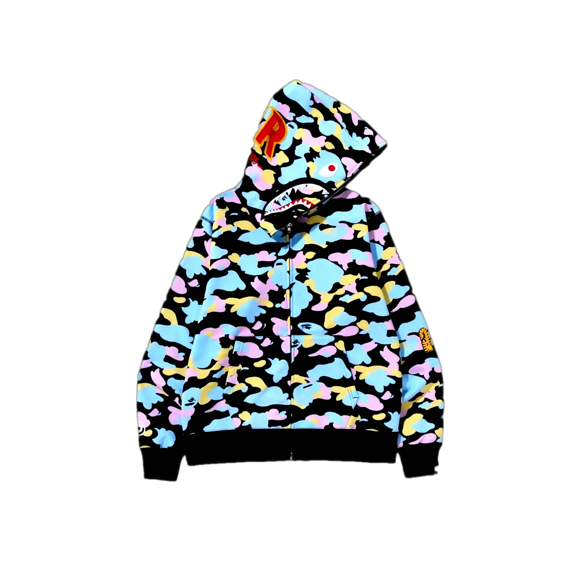 Bape Pink Blue Yellow Ponr Black Zip Up