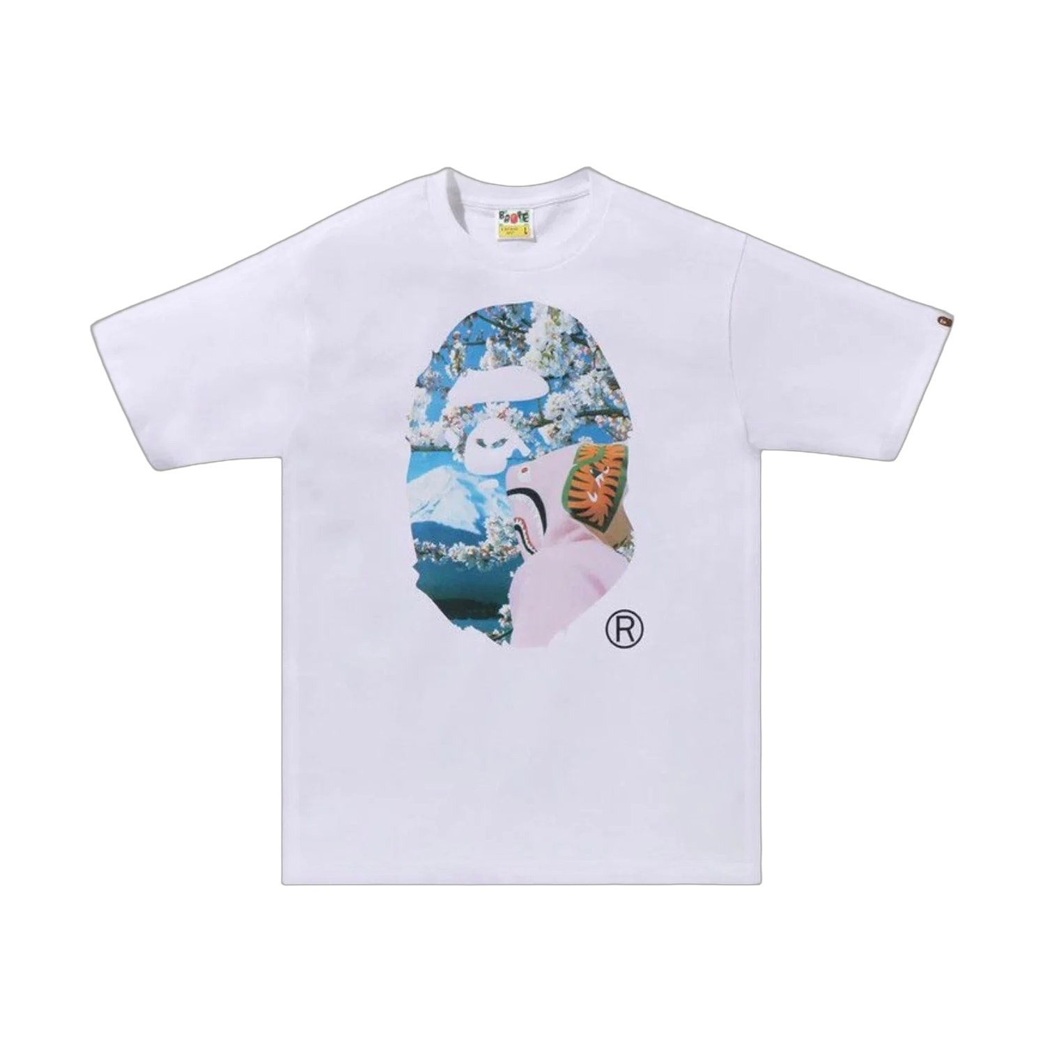 Bape Sakura Photo Head W Head White Tee