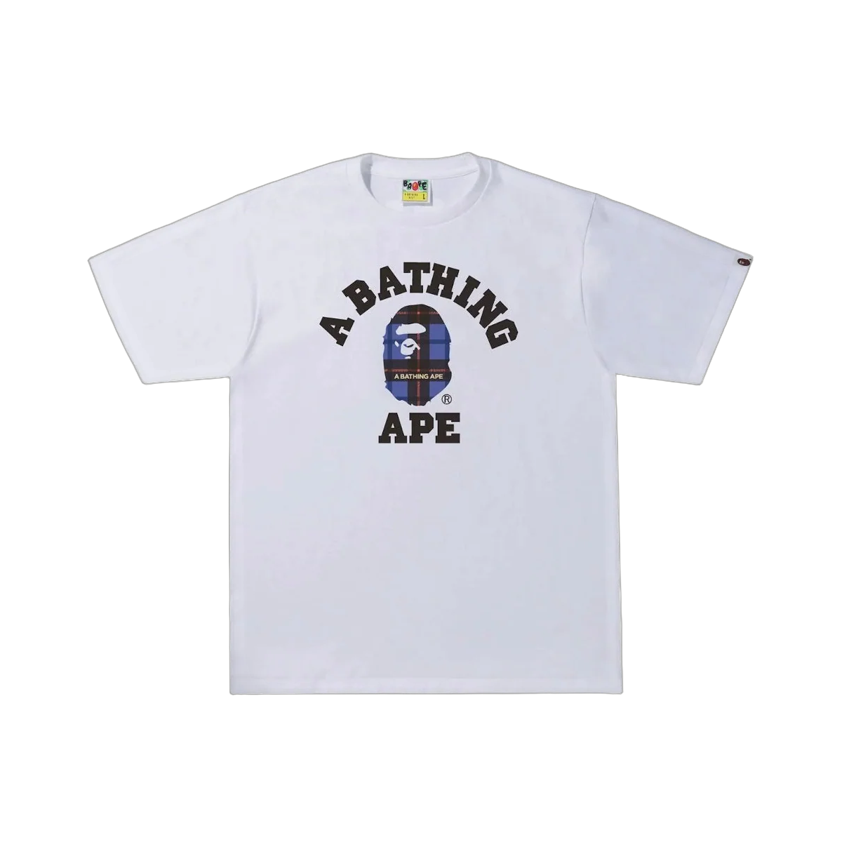 Bape ABC Ape Navy Check Head Tee White