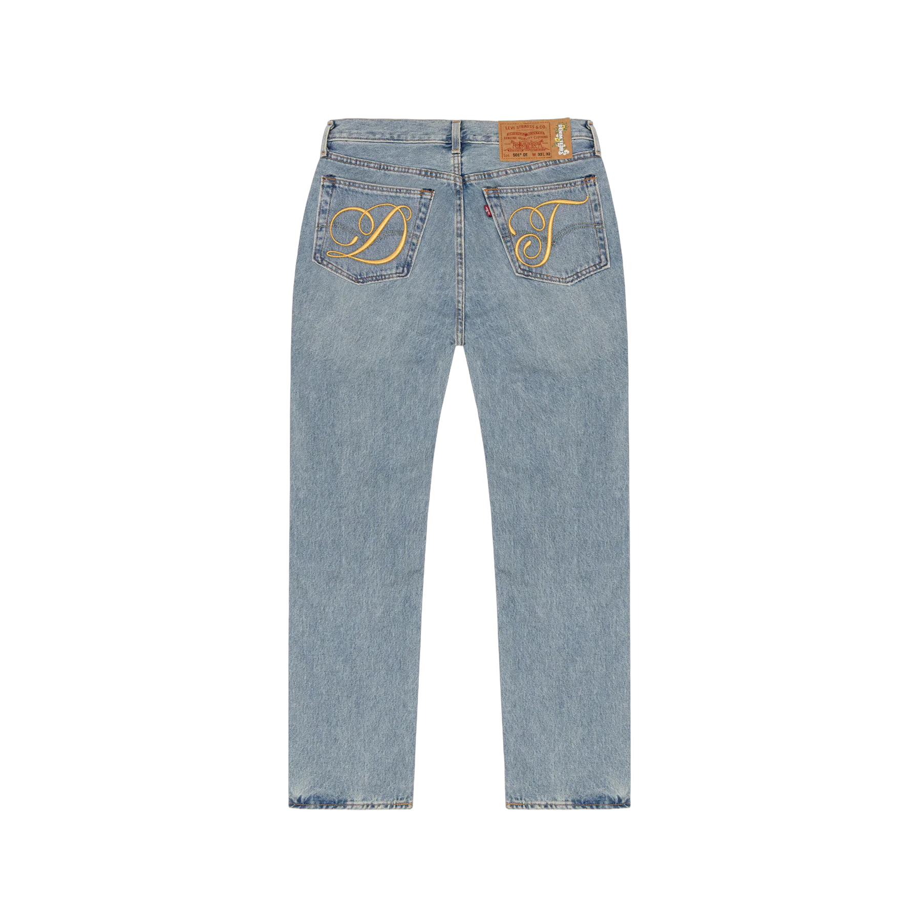 Denim Tears Metallic Gold Script 501 Light Wash