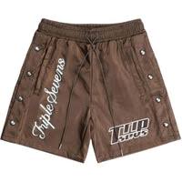 Triple Sevens Nylon Button Up Shorts Brown