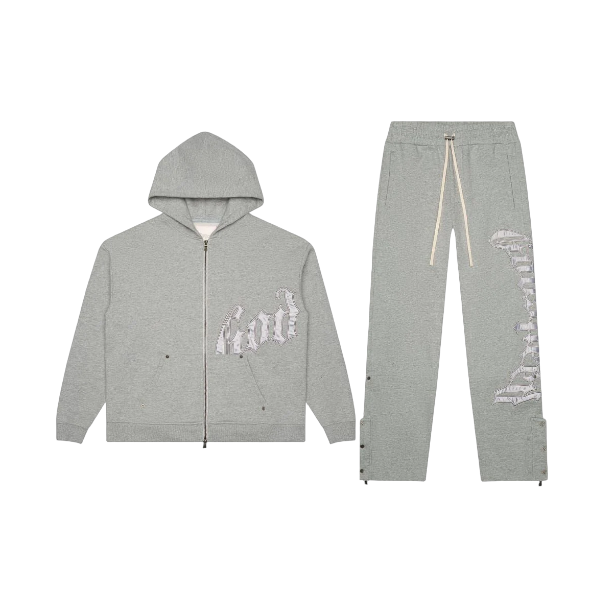 *Sold As Set* GodSpeed OG Logo Sweatsuit V2 (Grey/Silver Satin)