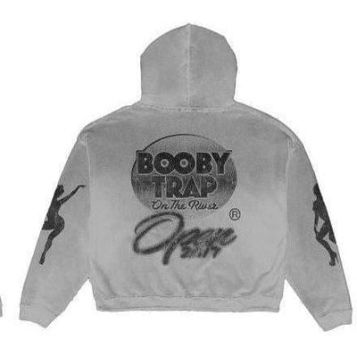 Triple Sevens x Booby Trap Trap Logo Hoodie Grey