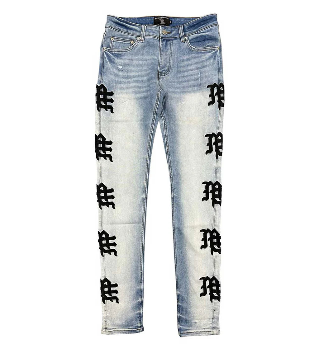 Mixed Emotions Monogram Denim Light Blue Wash