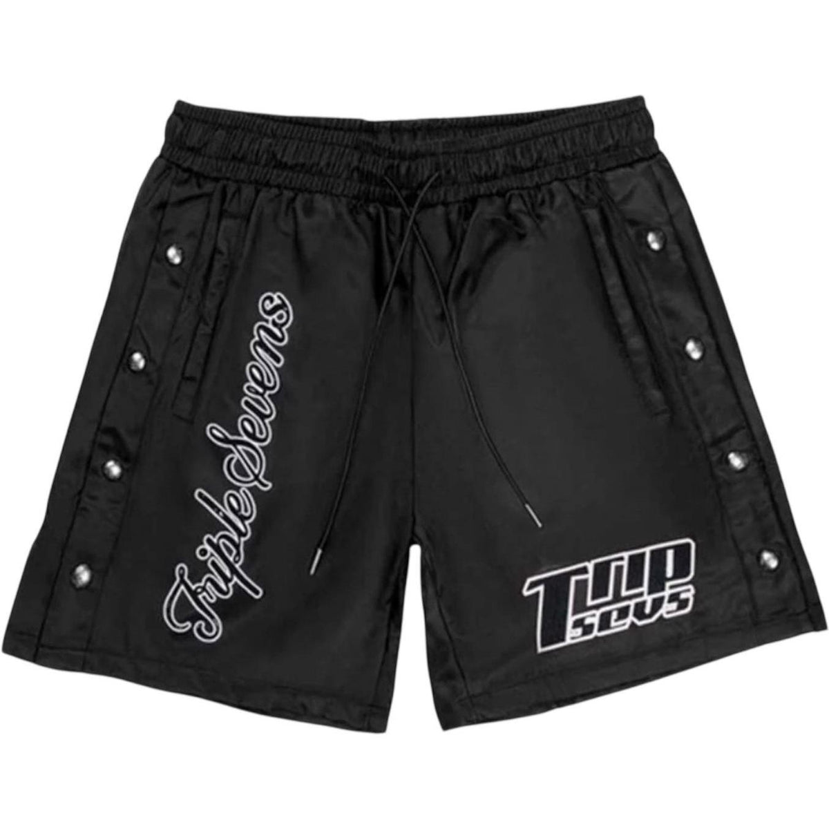 Triple Sevens Nylon Button Up Shorts Black