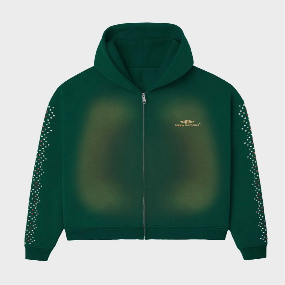 Happy Memories Don't Die HMDD Green Bean Crystal Zipup Hoodie