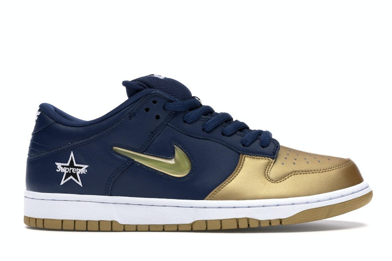 Nike SB Dunk Low Supreme Jewel Swoosh Gold - Image 1