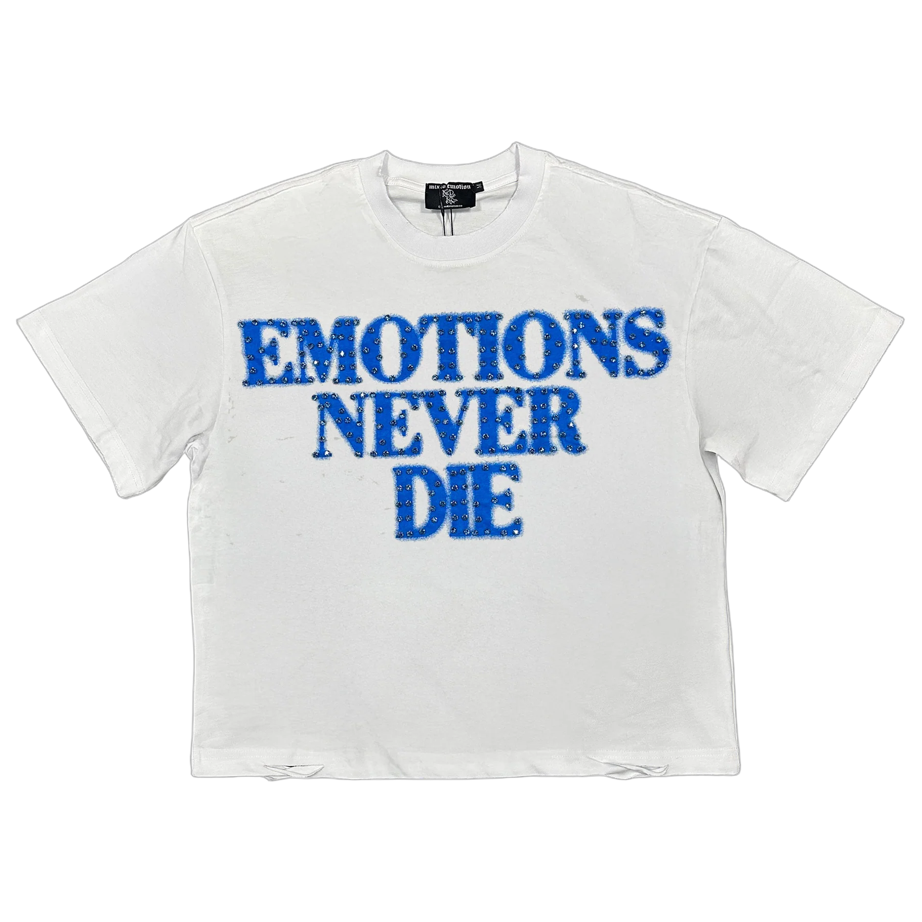 Mixed Emotion Blue 'End' Rhinestone Tee