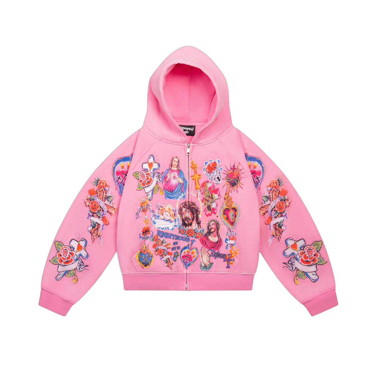 Righteous Risen King Zip Up Hoodie Pink