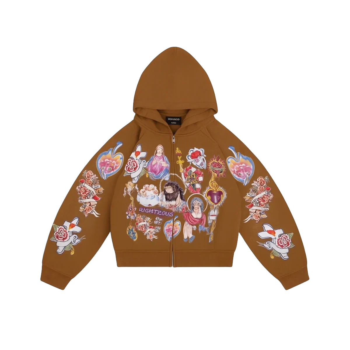 Righteous Risen King Zip Up Hoodie Brown