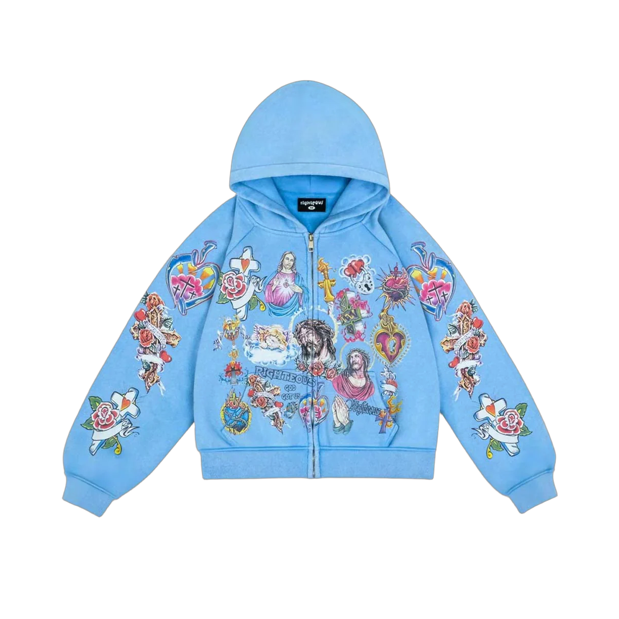 Righteous Risen King Zip Up Hoodie Blue
