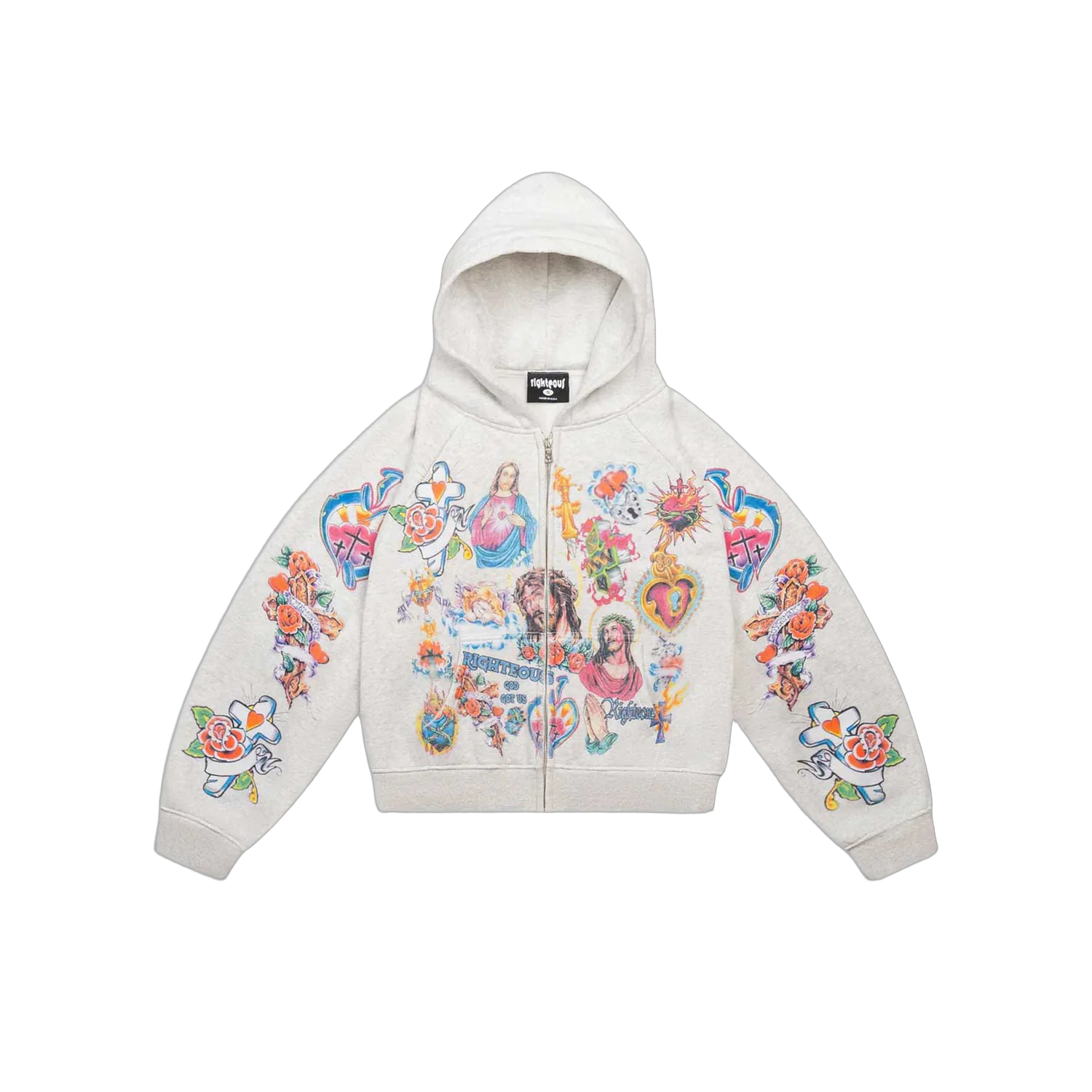 Righteous Risen King Zip Up Hoodie Grey