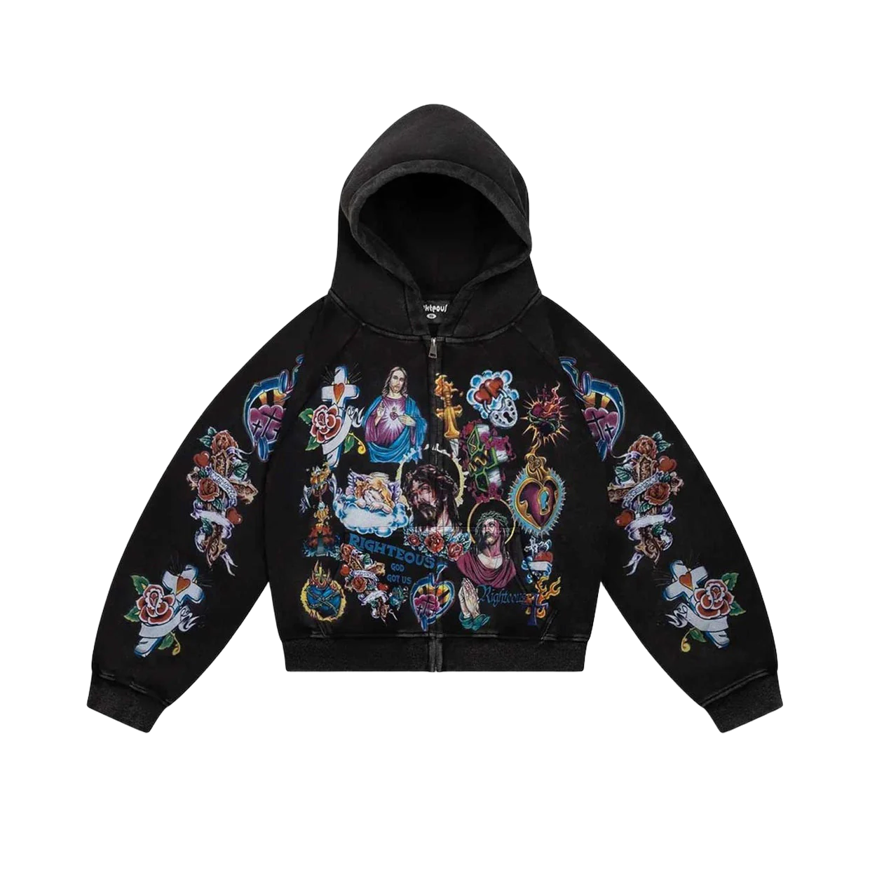 Righteous Risen King Zip Up Hoodie Black