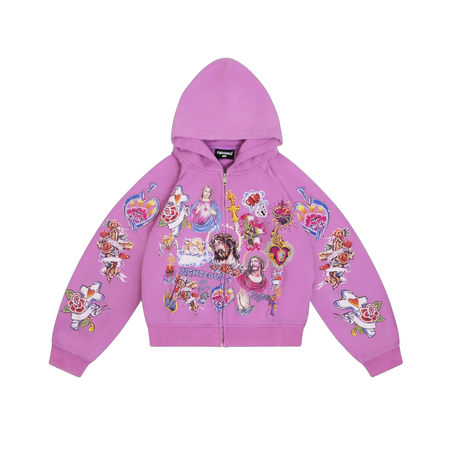 Righteous Risen King Zip Up Hoodie Magenta
