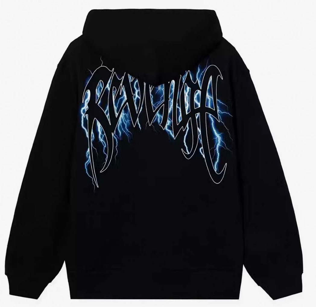 Revenge Blue Lightning Arch Hoodie Black