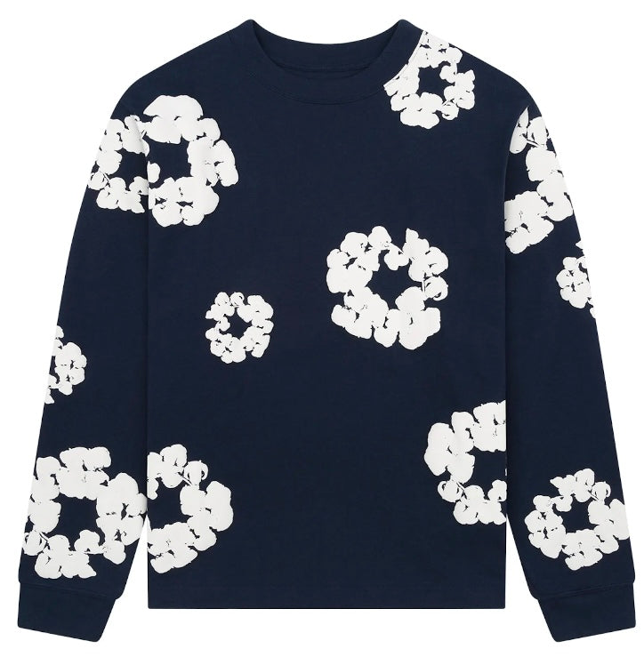 Denim Tears Long-Sleeve Wreath Tee 'Navy'