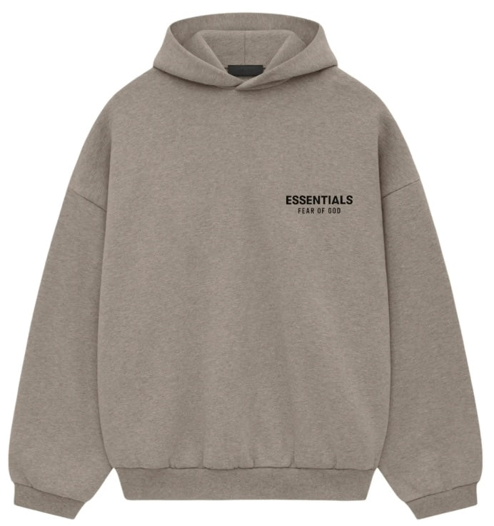 Essentials Heather Grey Fleece Hoodie (Black Logo)