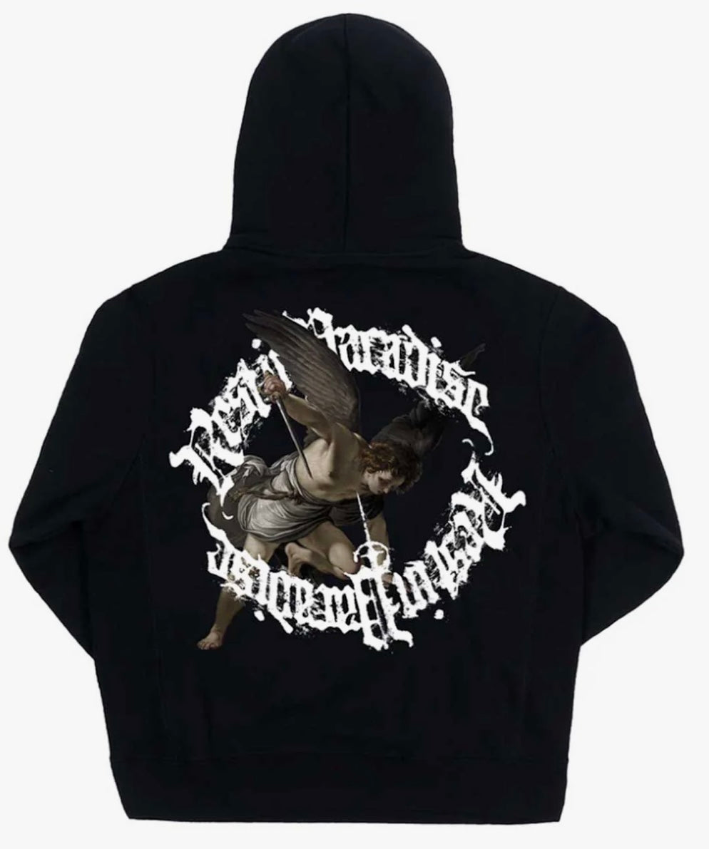 Revenge Puff Print Hoodie Black