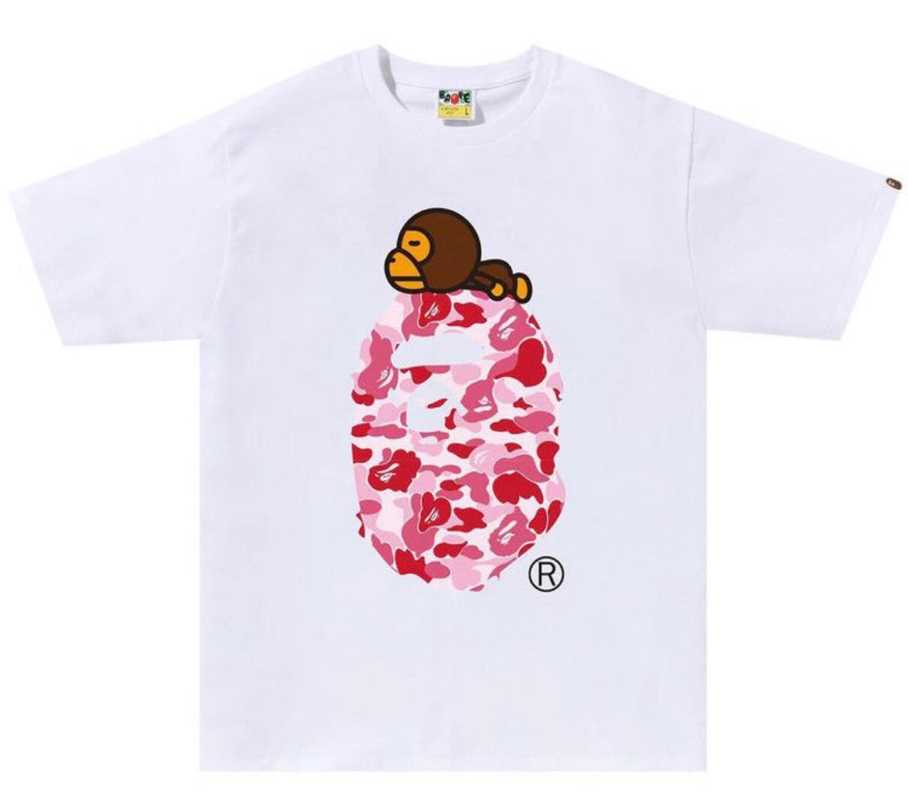 Bape Colour Camo Milo on Big Ape Tee White