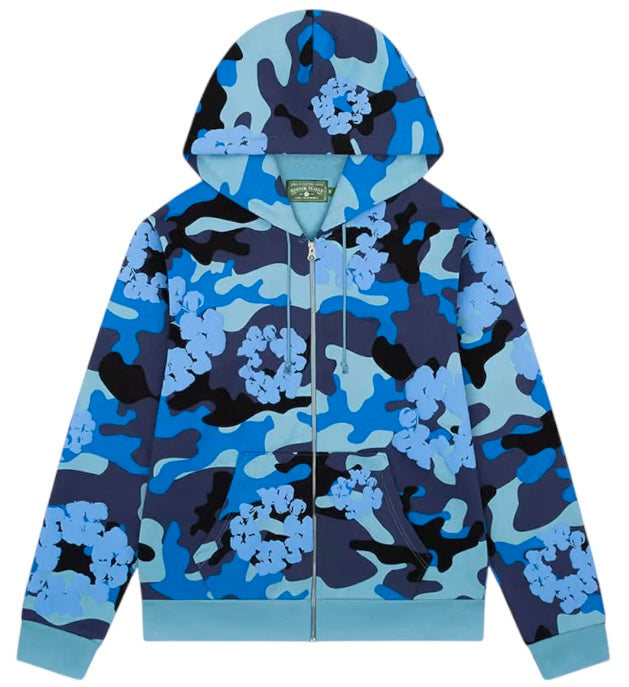 Denim Tears The Wreath Zip Hoodie 'Blue Camo'