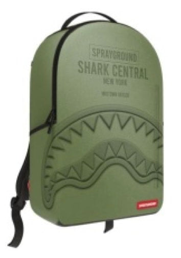 SHARK CENTRAL EMBOSSED GREEN NYLON BACKPACK
