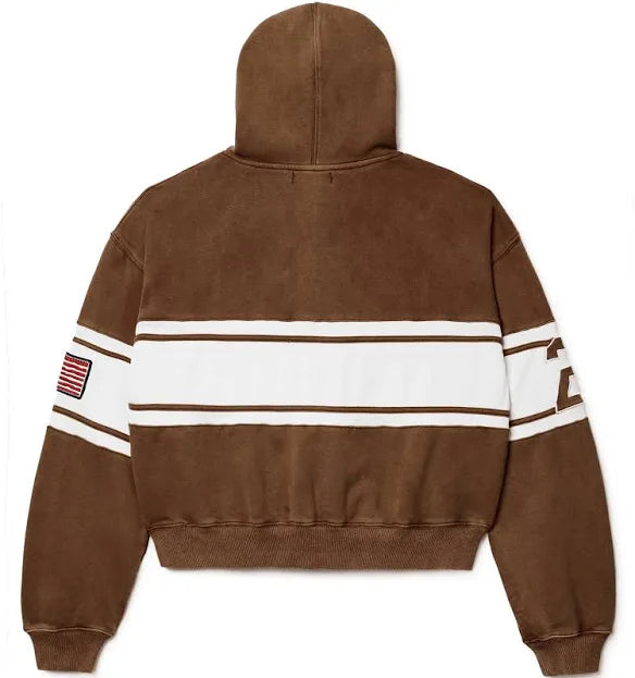 Vale Brown Cursive Zip Up Hoodie