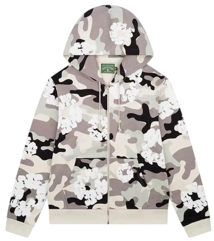 Denim Tears The Wreath Zip Hoodie 'White Camo'