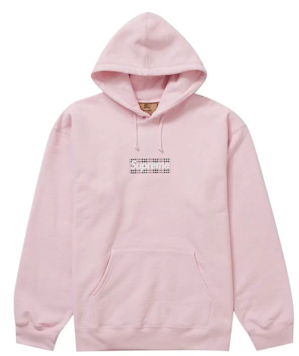 Supreme Burberry Box Logo Hoodie Pink