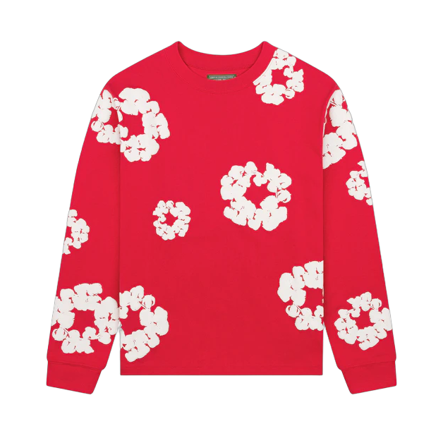 Denim Tears Long-Sleeve Wreath Tee 'Red'