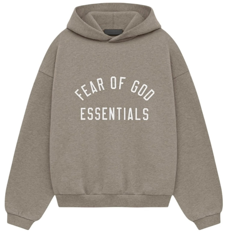 Essentials Heather Grey Fleece Hoodie (White Logo)