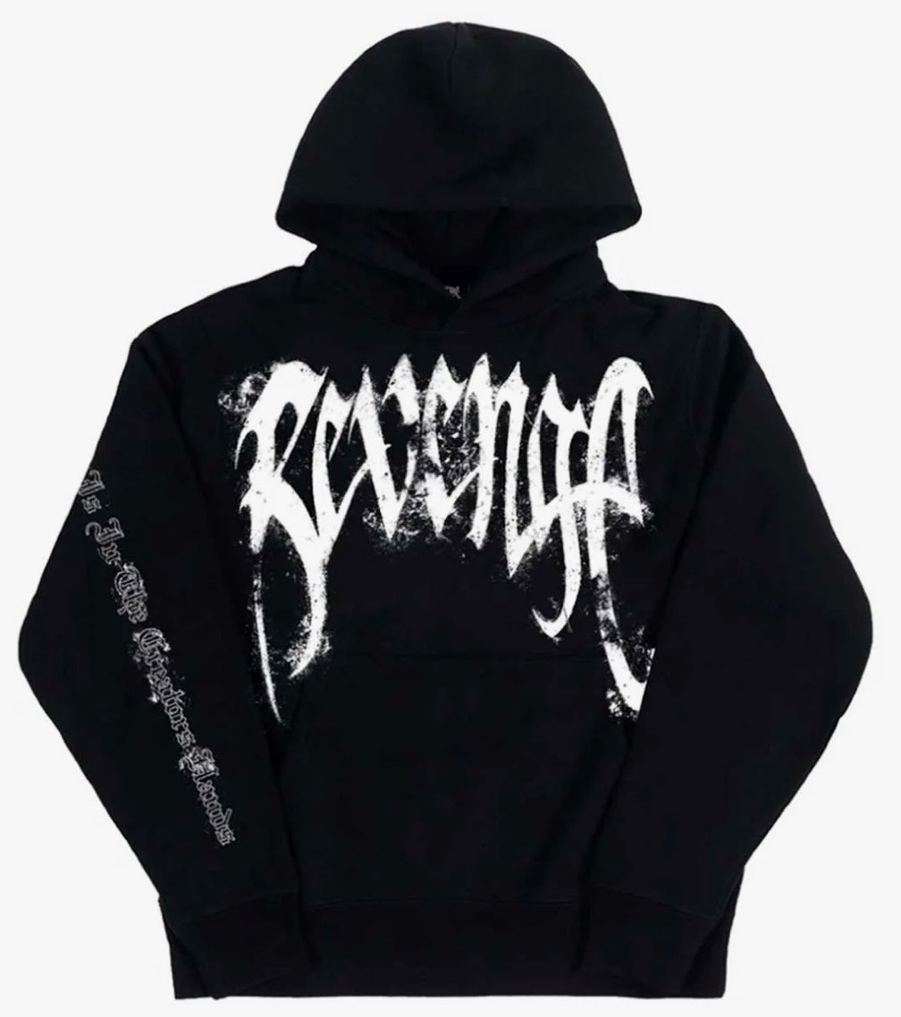 Revenge Puff Print Hoodie Black