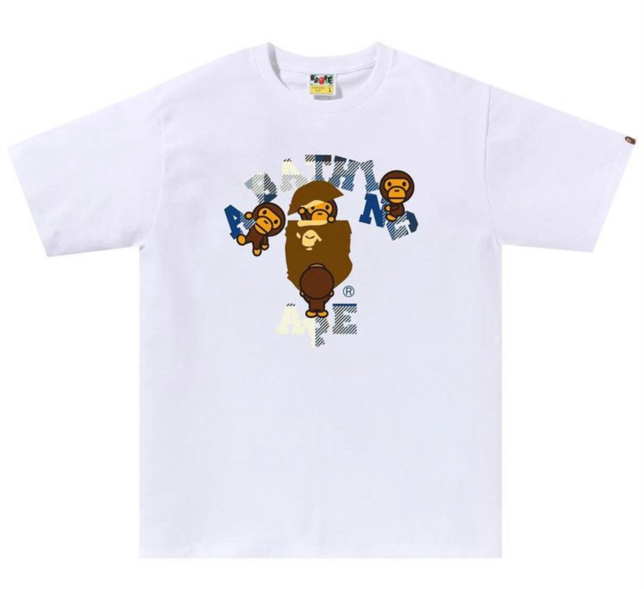 Bape Check College Milo Tee White
