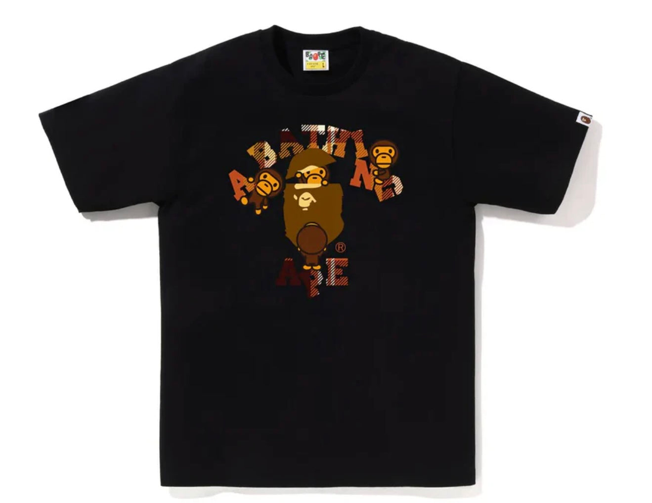 Bape Check College Milo Tee Black