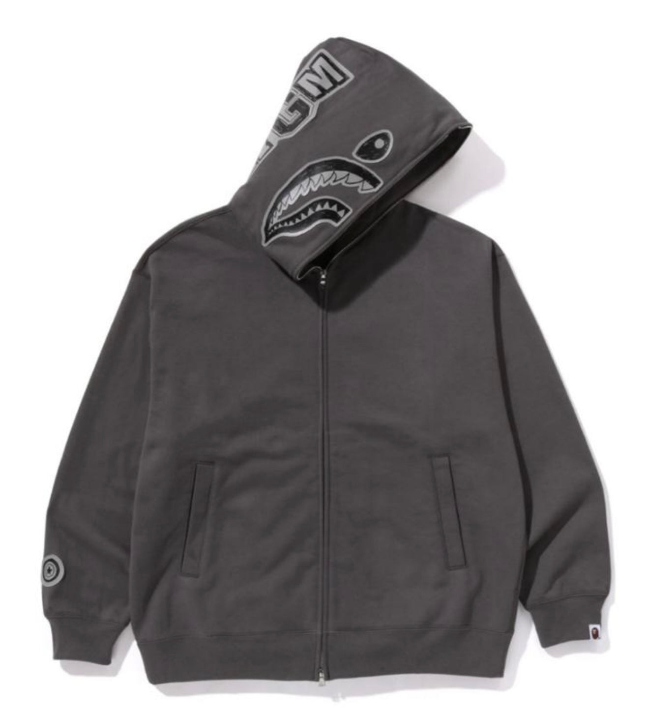 Bape Zip Up Grey ink camo shark full