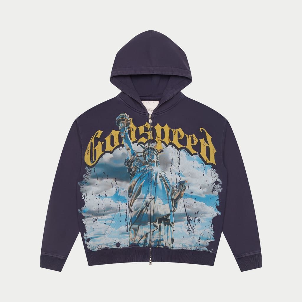 Godspeed Chrome Liberty Zip Up Hoodie Navy