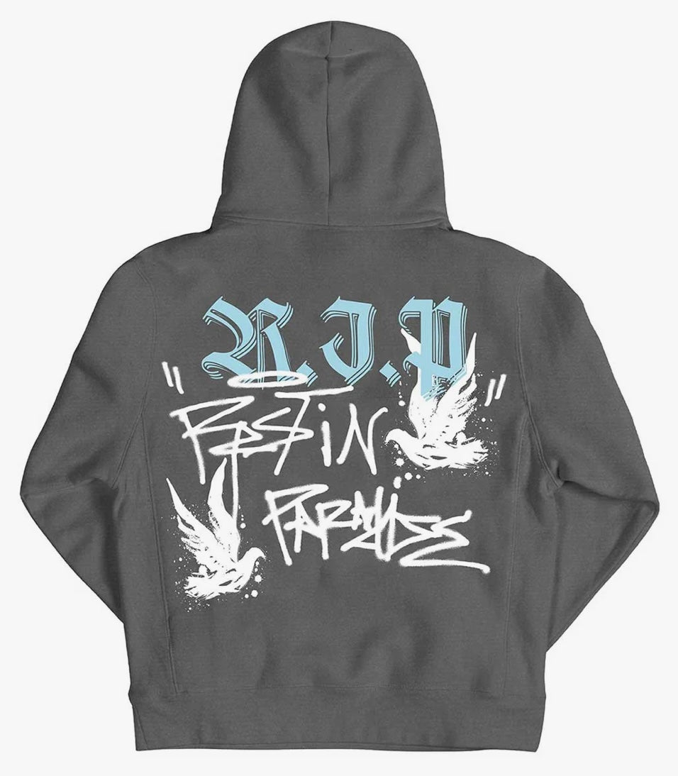 REVENGE GRAFFITI DOVE VINTAGE BLACK HOODIE