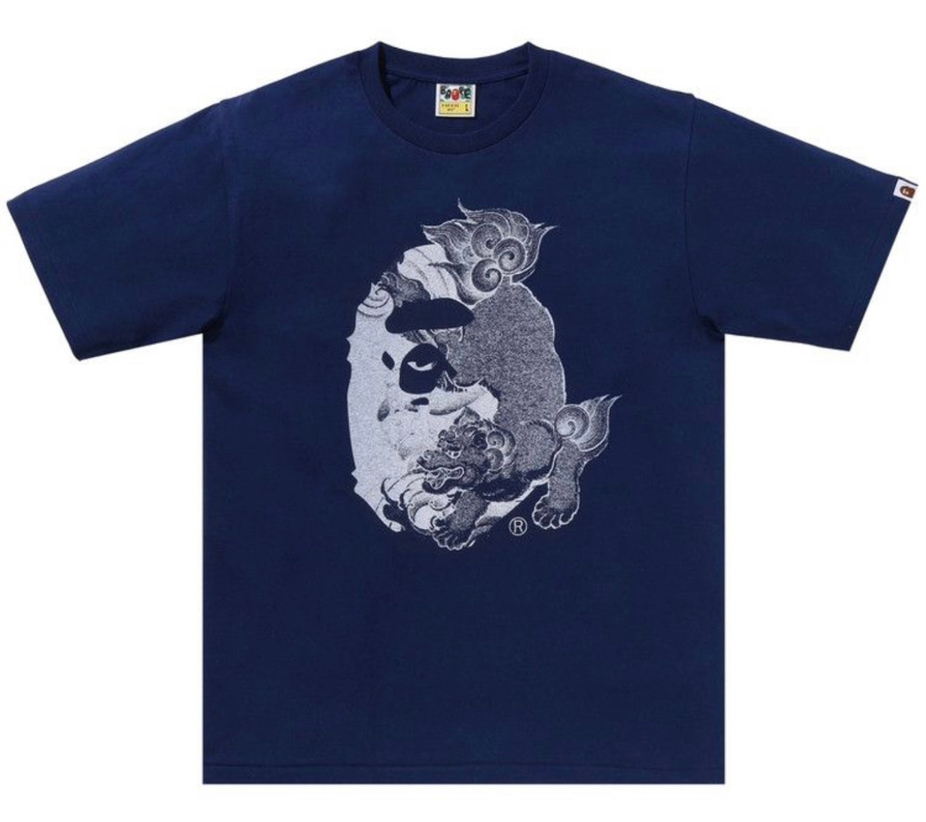 Bape Japanese Tattoo Big Ape Head Tee Navy