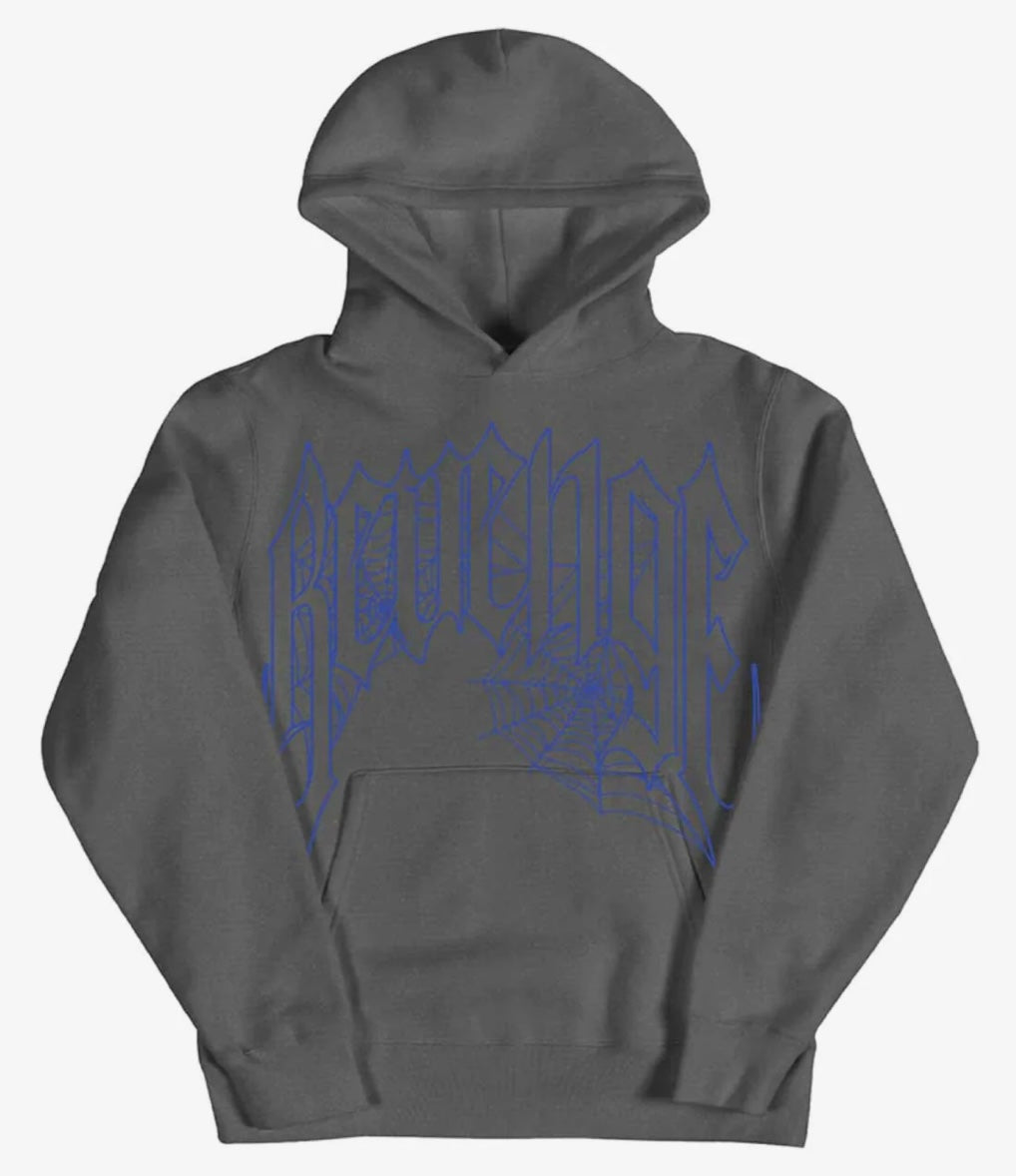 Revenge Web Print Hoodie Blue/Grey