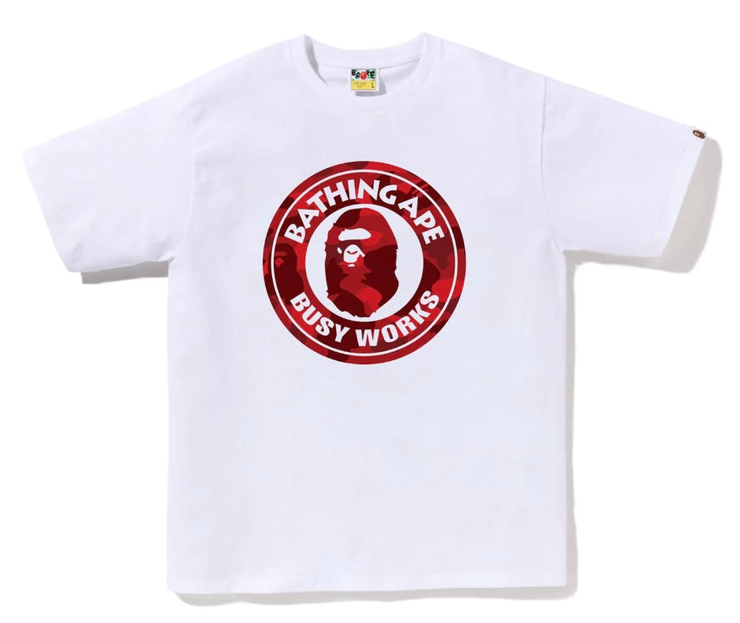 Bape Red Circle Big Head Tee White