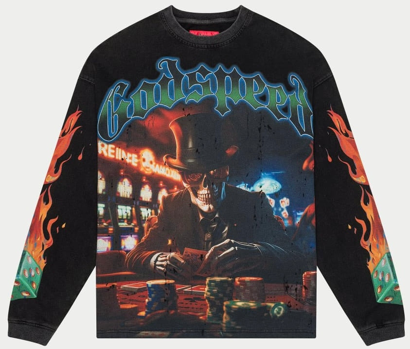 Godspeed Life's A Gamble LS T-shirt (Black Wash)