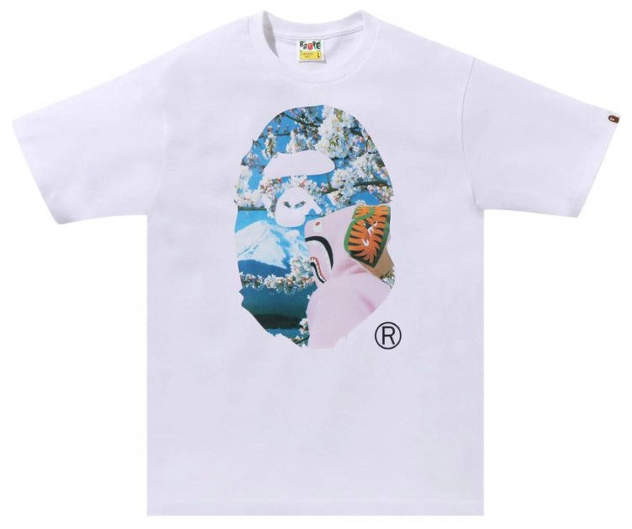 Bape Sakura Photo Head W Head White Tee